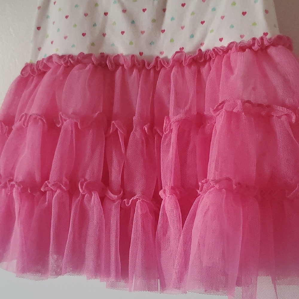 Pink Ruffled Baby Dress With Heart Pattern Size 6 Months - Picture 5 of 6